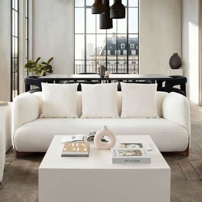 Link Off White Sofa With Cushion Back