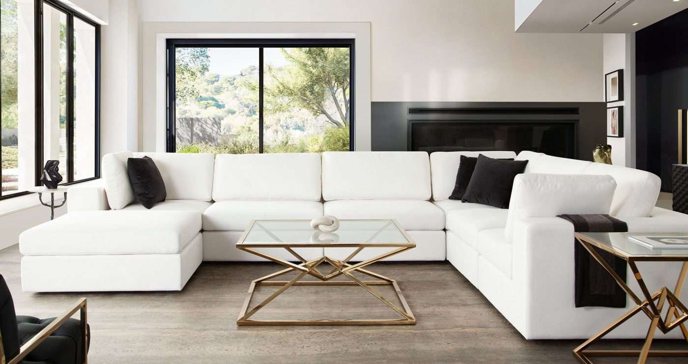 Muse White Performance Fabric Modular Sofa