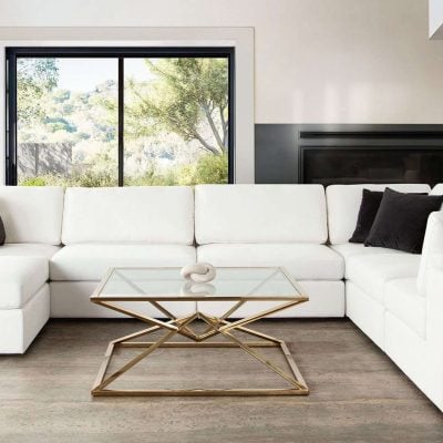 Muse White Performance Fabric Modular Sofa