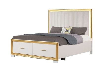 Obsession White & Gold Storage Bed