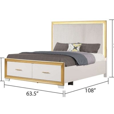 Obsession White & Gold Storage Bed