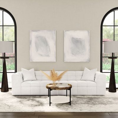 Everly White Boucle Extra long Sofa
