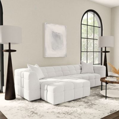 Everly White Boucle Extra long Sofa