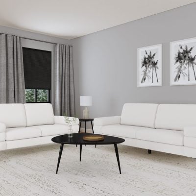 Jessel Modern White Chenille Sofa and loveseat