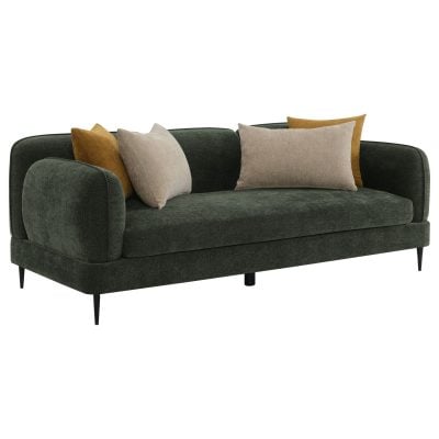 Jade Curved Green Chenille Sofa Set