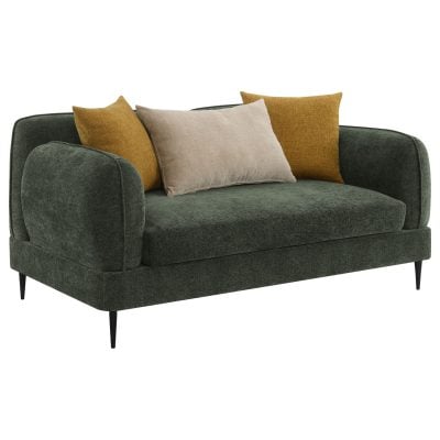 Jade Curved Green Chenille Sofa Set