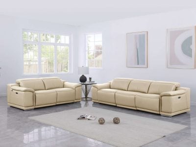 DivanItalia Valentino Beige Italian Leather Sofa