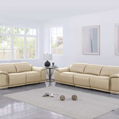 DivanItalia Valentino Beige Italian Leather Sofa