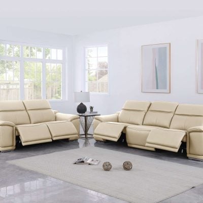 DivanItalia Valentino Beige Italian Leather Sofa