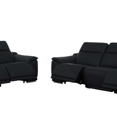 Divanitalia Valentino Black Italian Leather Sofa