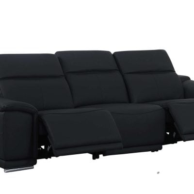 Divanitalia Valentino Black Italian Leather Sofa