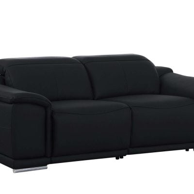 Divanitalia Valentino Black Italian Leather Sofa