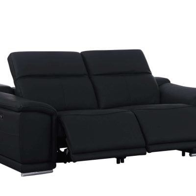 Divanitalia Valentino Black Italian Leather Sofa