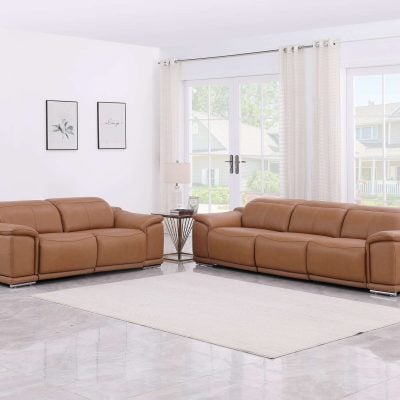 Divanitalia Valentino Cognac Italian Leather Sofa