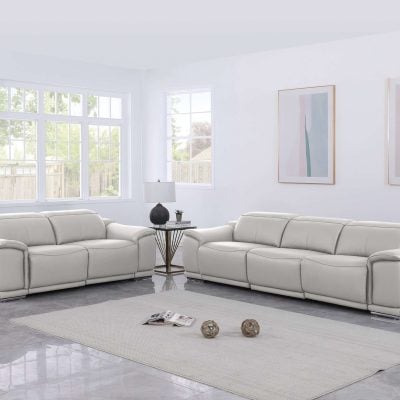 Divanitalia Valentino Light Gray Italian Leather Sofa