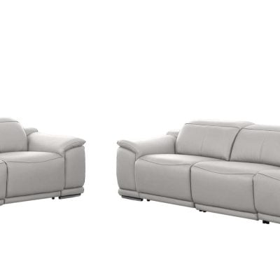 Divanitalia Valentino Light Gray Italian Leather Sofa