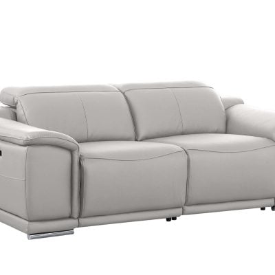 Divanitalia Valentino Light Gray Italian Leather Sofa