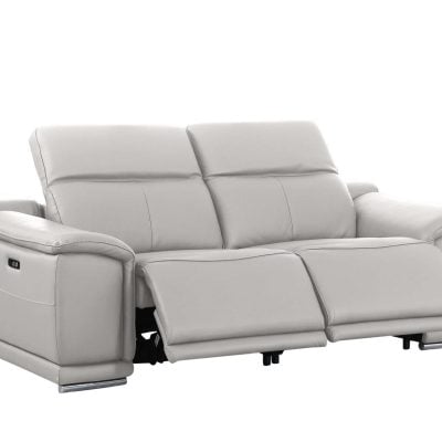 Divanitalia Valentino Light Gray Italian Leather Sofa