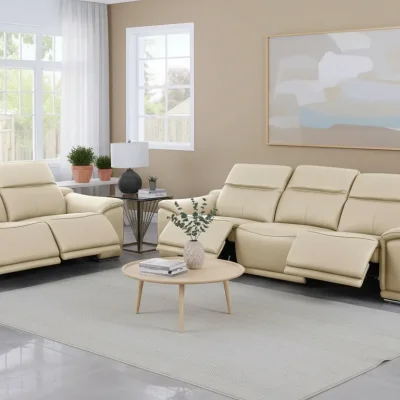Divanitalia Valentino Beige Italian Leather Sofa