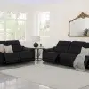 Divanitalia Valentino Black Italian Leather Sofa