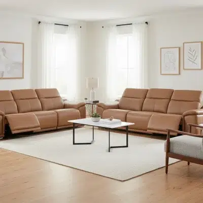 Divanitalia Valentino cognac leather sofa