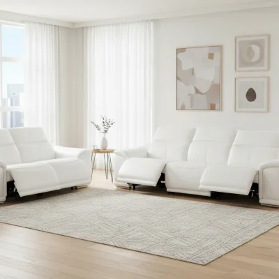 Divanitalia Valentino White Italian Leather Sofa