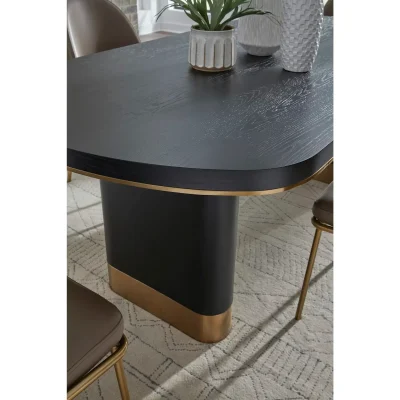 Doheny Black & Brass Oval Dining Table