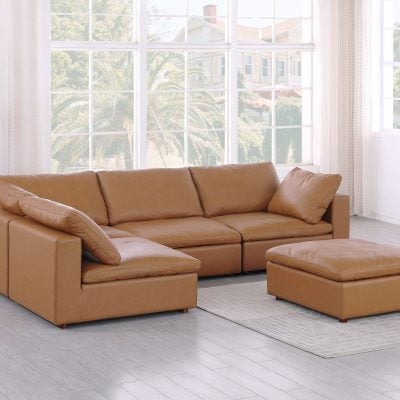 Divanitalia Cervaro 5 PC Cognac Leather Modular Sectional Sofa