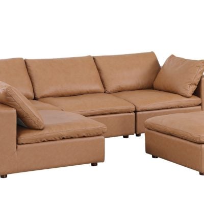 Divanitalia Cervaro Cognac Leather Modular Sectional Sofa