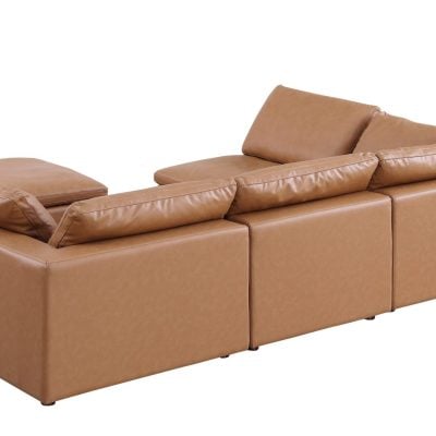 Divanitalia Cervaro Cognac Leather Modular Sectional Sofa