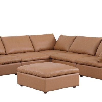 Divanitalia Cervaro Cognac Leather Modular Sectional Sofa