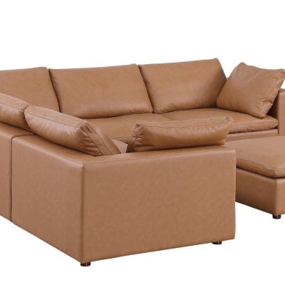 Divanitalia Cervaro Cognac Leather Modular Sectional Sofa