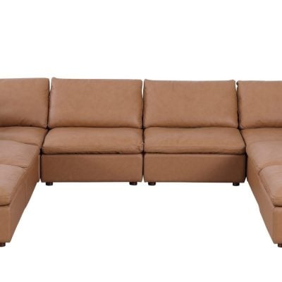 Divanitalia Cervaro Cognac Leather Modular Sectional Sofa