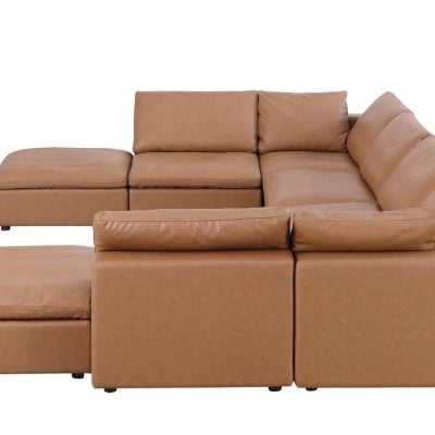 Divanitalia Cervaro Cognac Leather Modular Sectional Sofa
