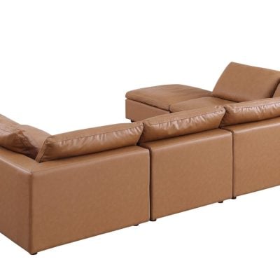 Divanitalia Cervaro Cognac Leather Modular Sectional Sofa