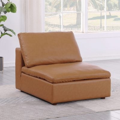 Divanitalia Cervaro Armless Cognac Leather Modular