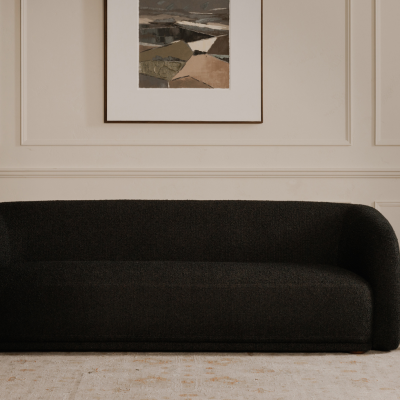 Faye Curved Black Boucle Sofa