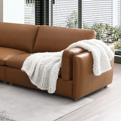 Brighton Brown Top Grain Leather right facing sofa piece