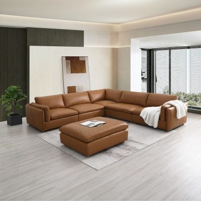 Brighton Brown Top Grain Leather Sectional Sofa