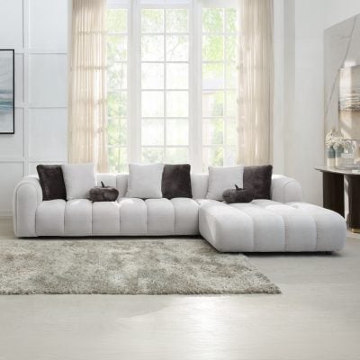 Manilla White Linen Sectional Couch