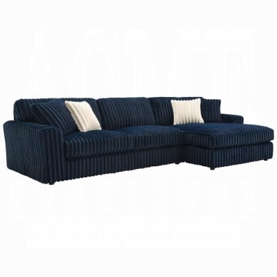 Breton Blue Soft Velvet Sectional Sofa