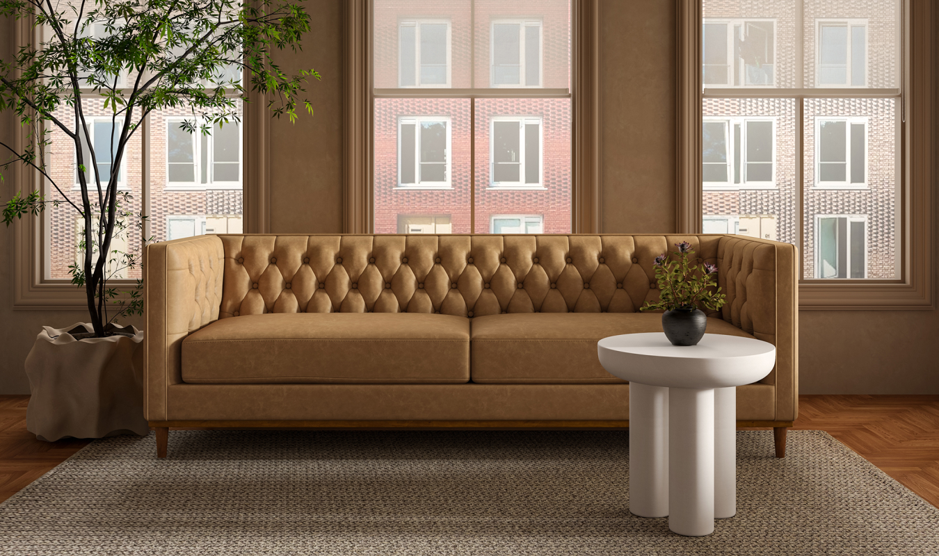 Fielder Brown Leather Chesterfield Sofa