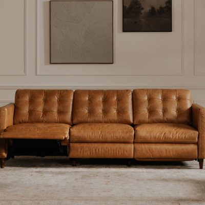 Bridgers Brown Leather Reclining Sofa