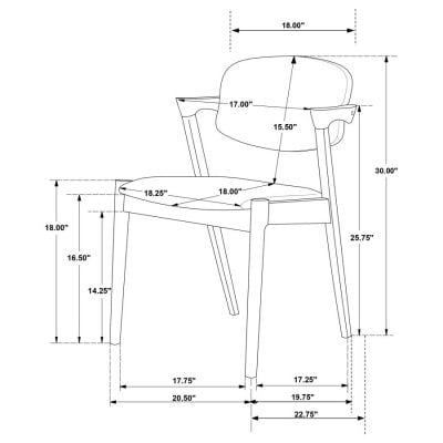 Malone Gray Mid Century Modern Dining Chair ( Set Of 2 )