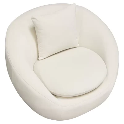 Celine Cream Velvet Barrel Swivel Chair