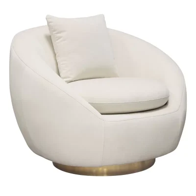 Celine Cream Velvet Barrel Swivel Chair