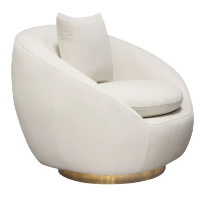 Celine Cream Velvet Barrel Swivel Chair