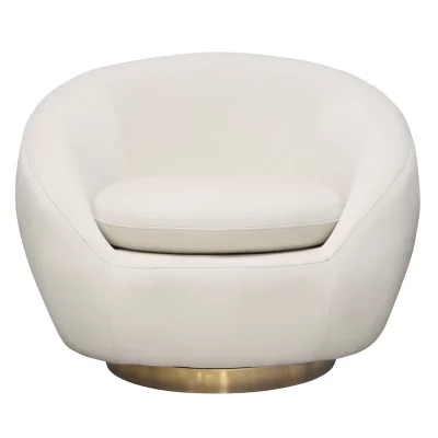 Celine Cream Velvet Barrel Swivel Chair
