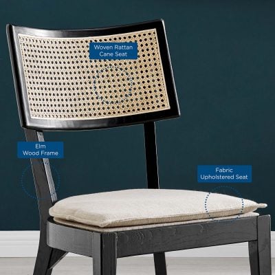 Caledonia Wood Dining Chair in Black Beige