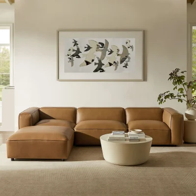 Auren Light Brown Modular Leather Sofa